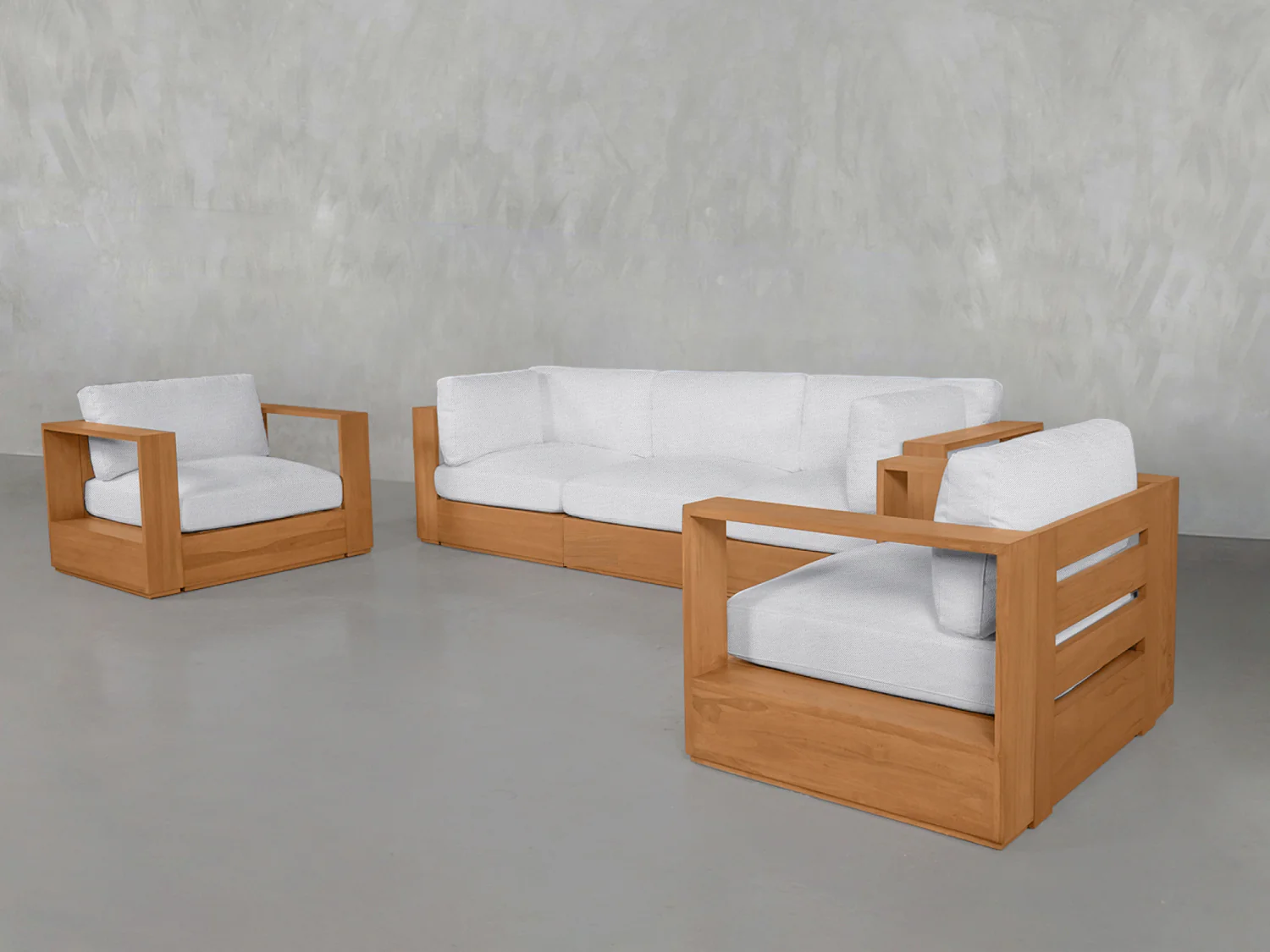 3-1-1 Sofa & Armchair Set Teak Outdoor - Image 9