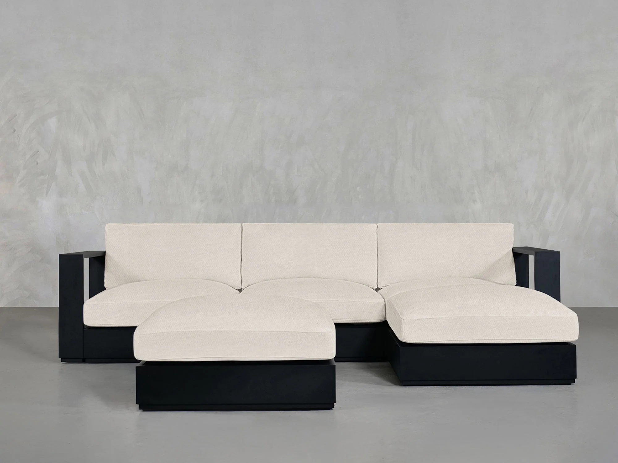 4-Seat Modular Chaise Sectional with Ottoman Aluminum Outdoor - Image 12