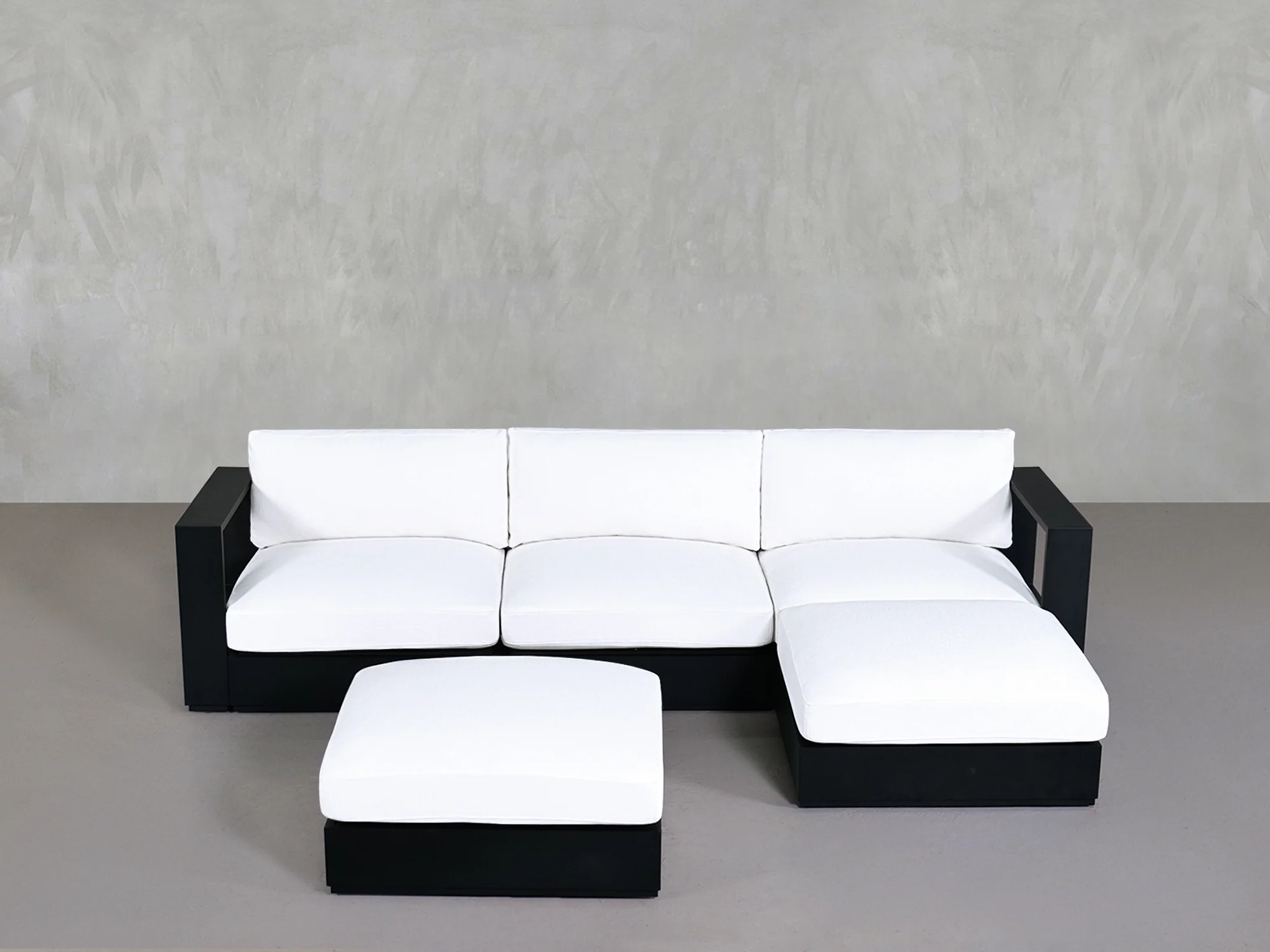 4-Seat Modular Chaise Sectional with Ottoman Aluminum Outdoor - Image 2