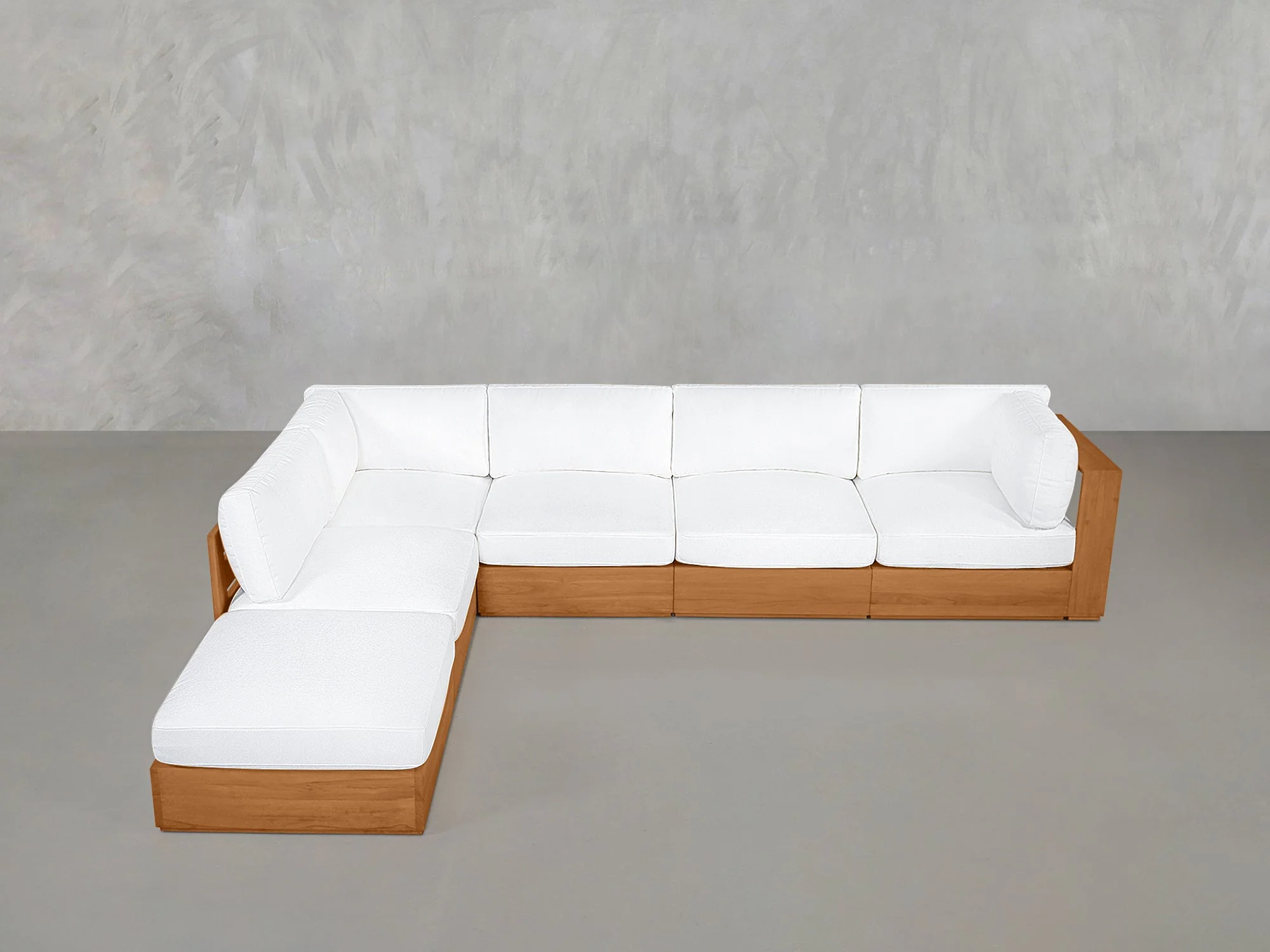 6-Seat Modular Corner Lounger Sectional Teak Outdoor - Image 2