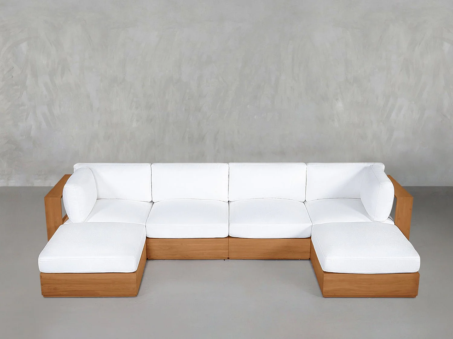6-Seat Modular Double Chaise Sectional Teak Outdoor - Image 2