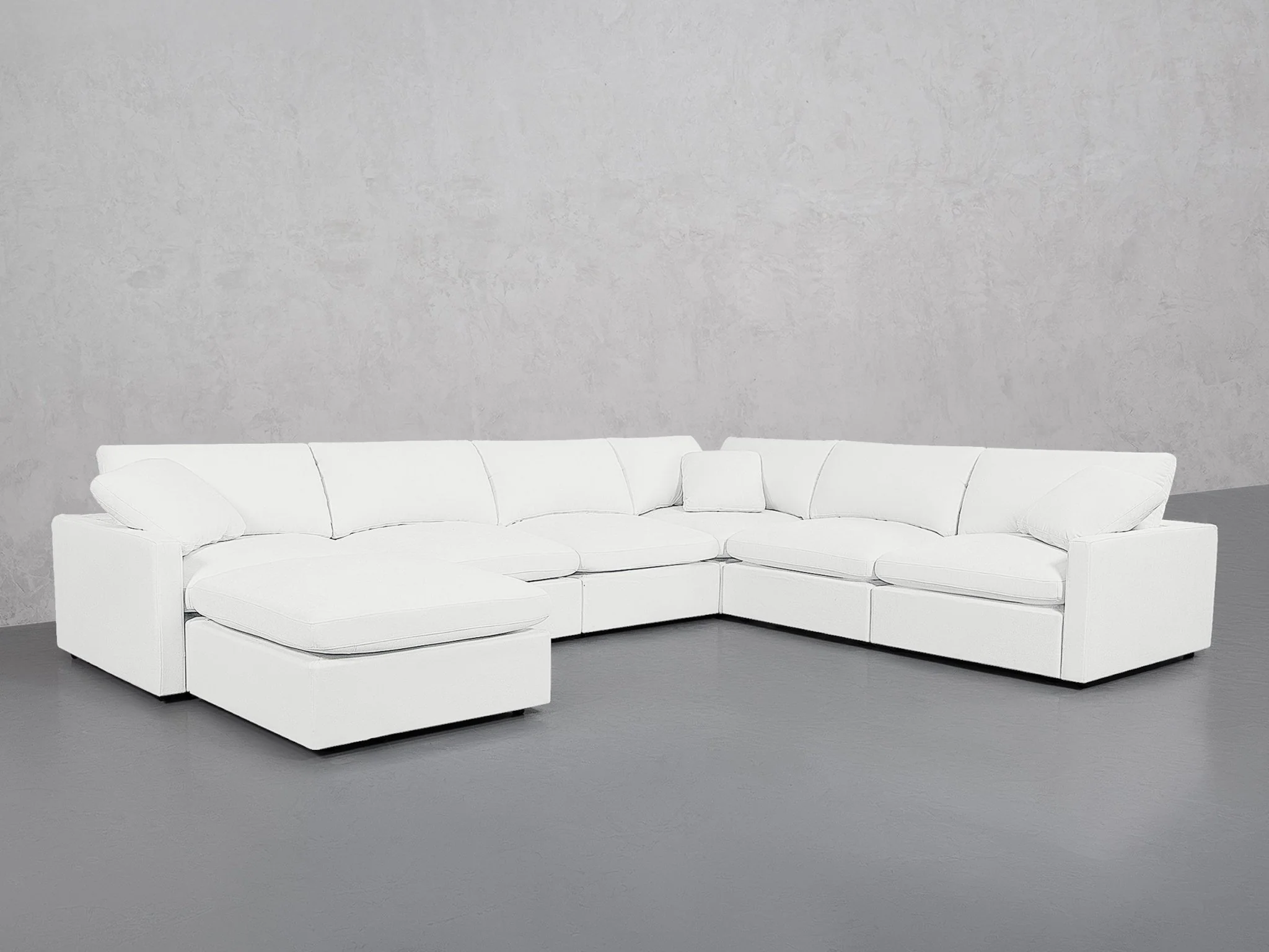 7-Seat Modular Chaise Corner Right Sectional (Thin Arms) - Image 9