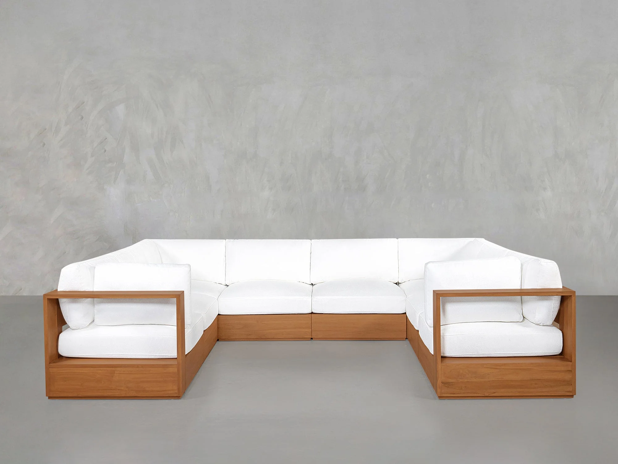 8-Seat Modular U-Sectional Teak Outdoor