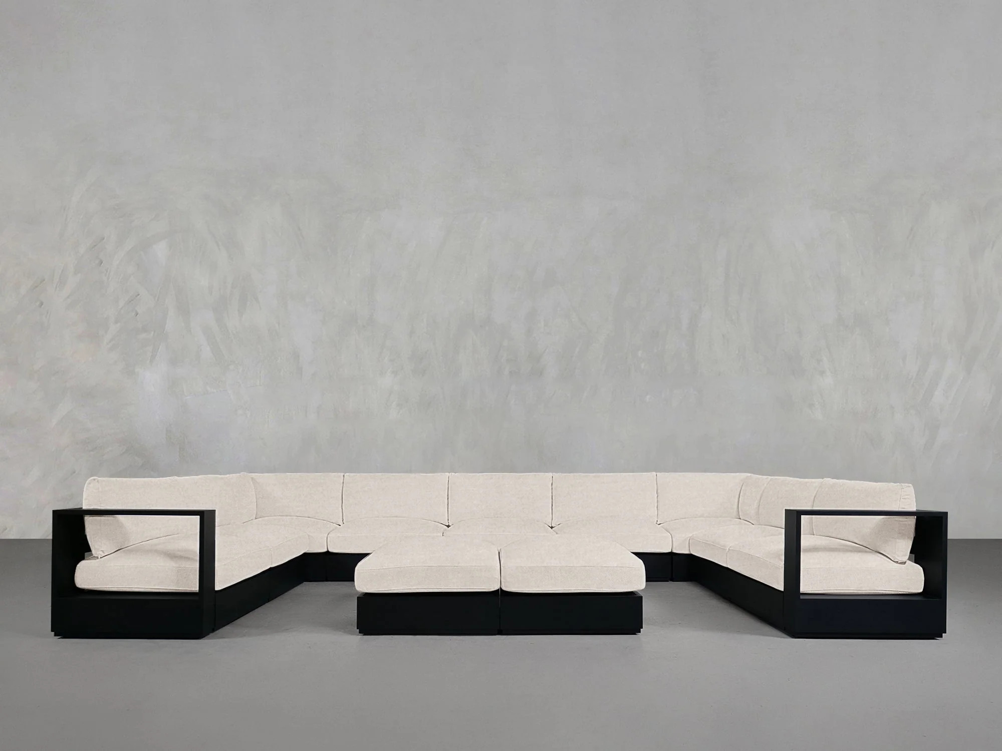 9-Seat Modular U-Sectional with Double Ottoman Aluminum Outdoor - Image 9
