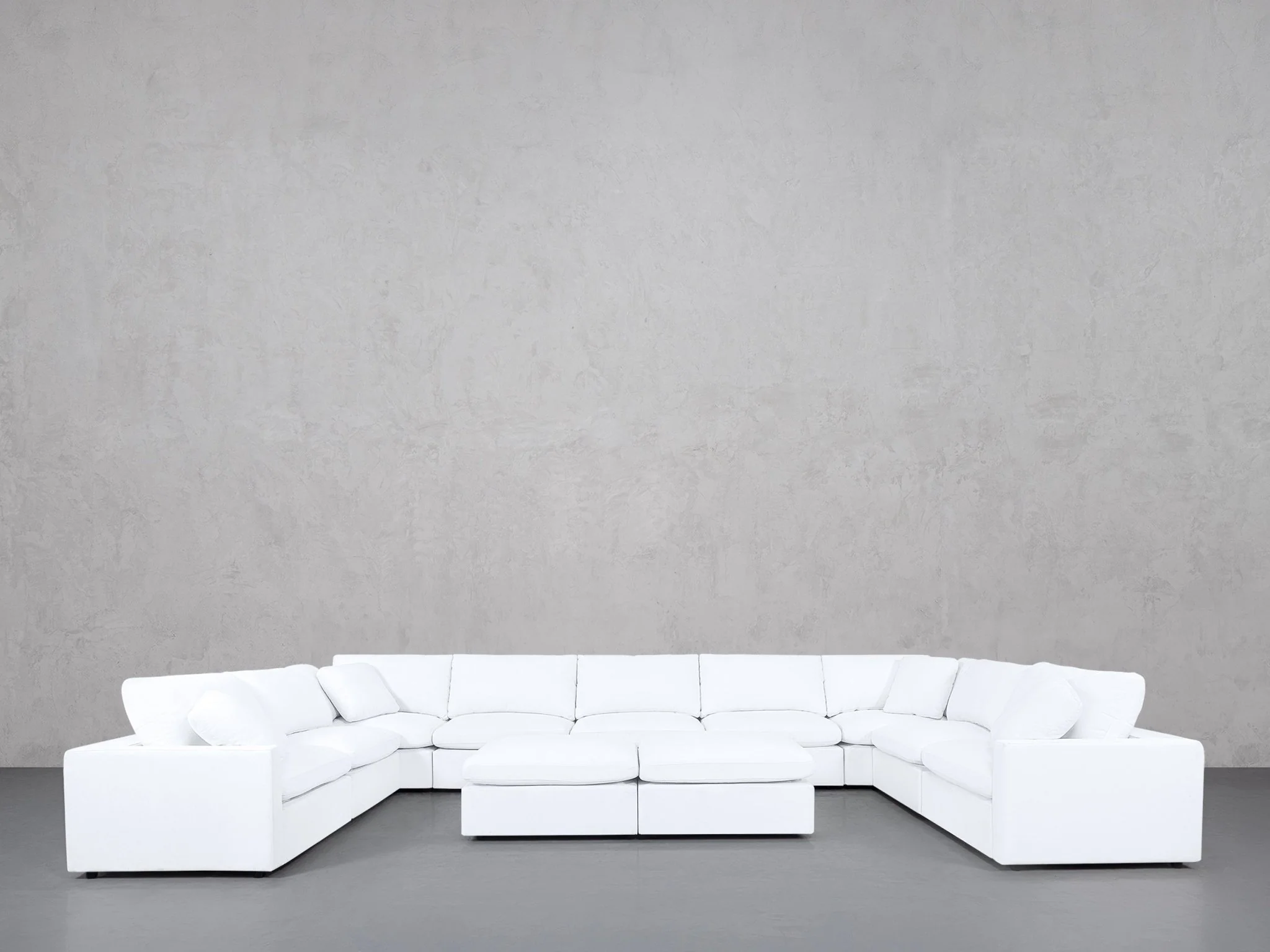 9-Seat Modular U-Sectional with Double Ottoman (Thin Arms)
