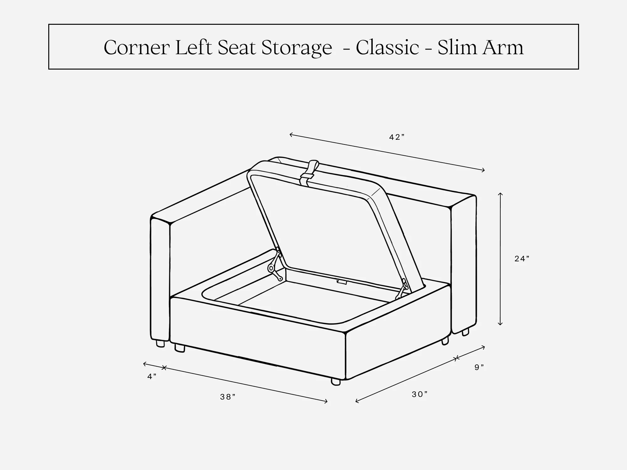 Corner Left Seat Storage Add-On (Thin Arm) - Image 2