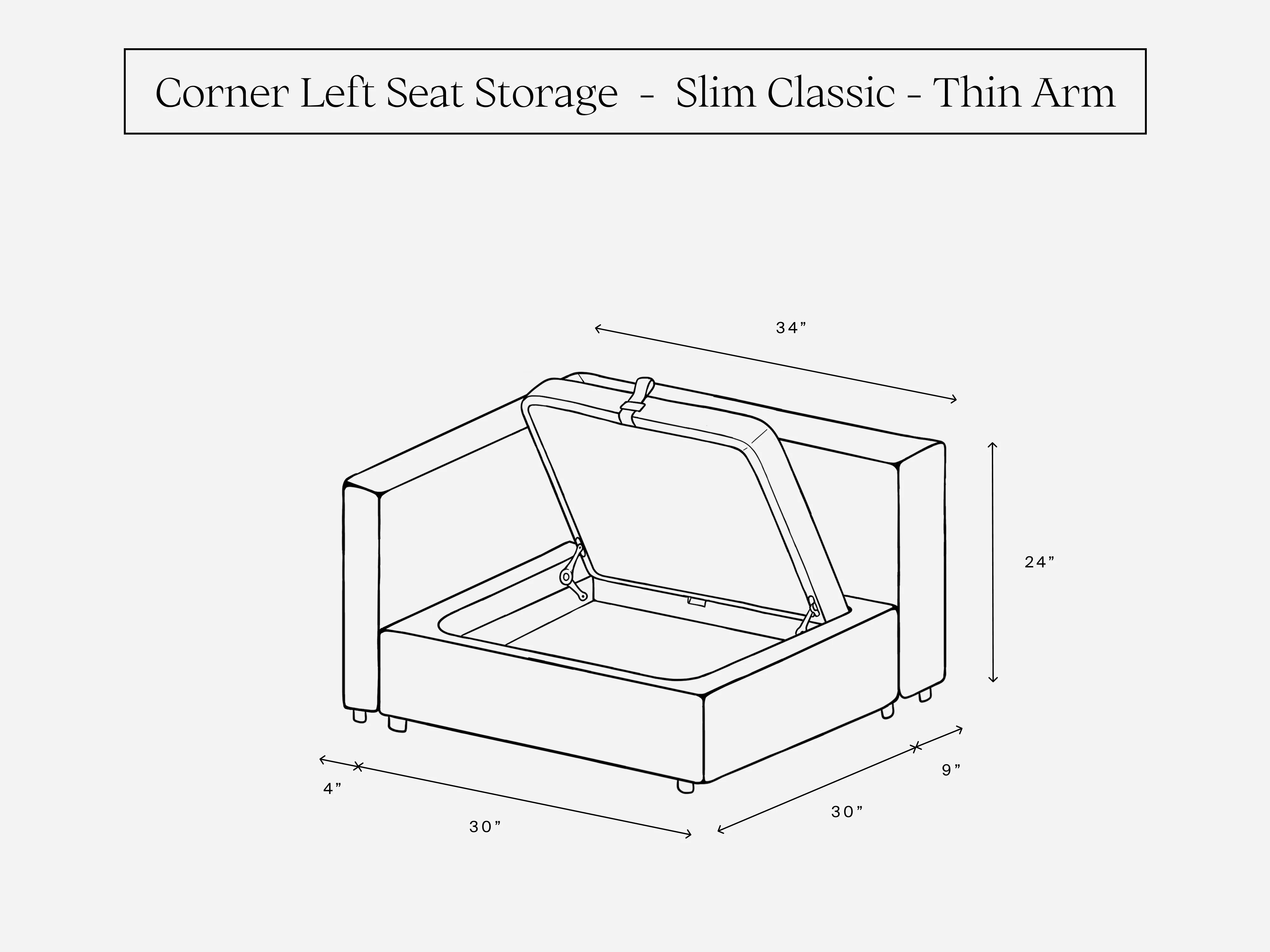 Corner Left Seat (Storage & Thin Arm) - Image 2
