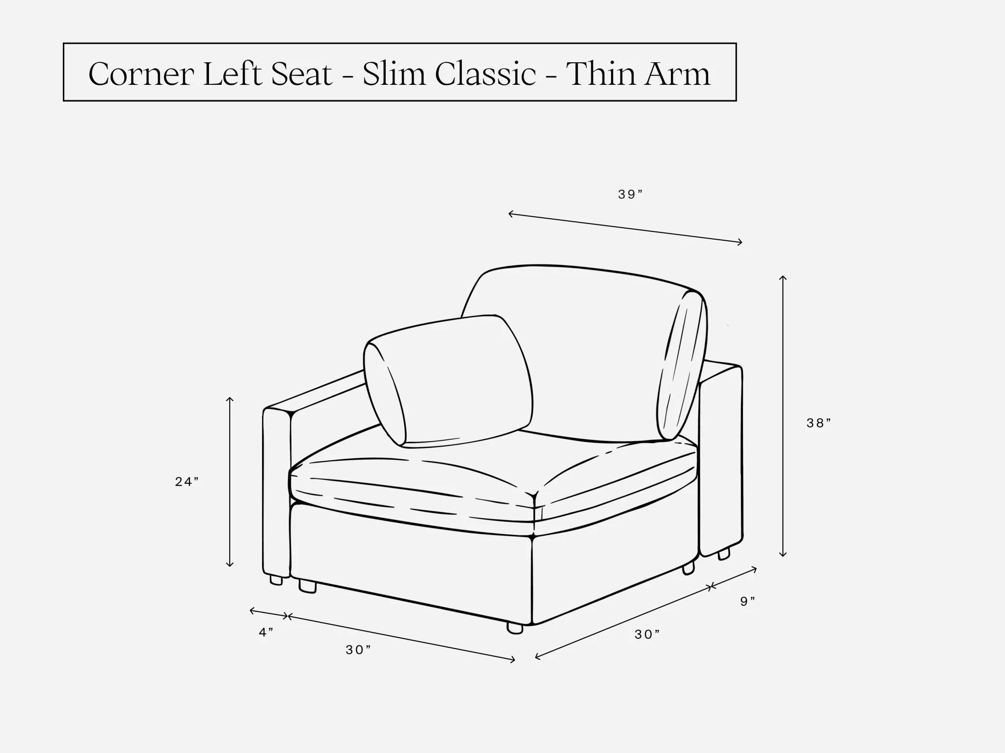 Corner Left Seat (Thin Arm) - Image 2