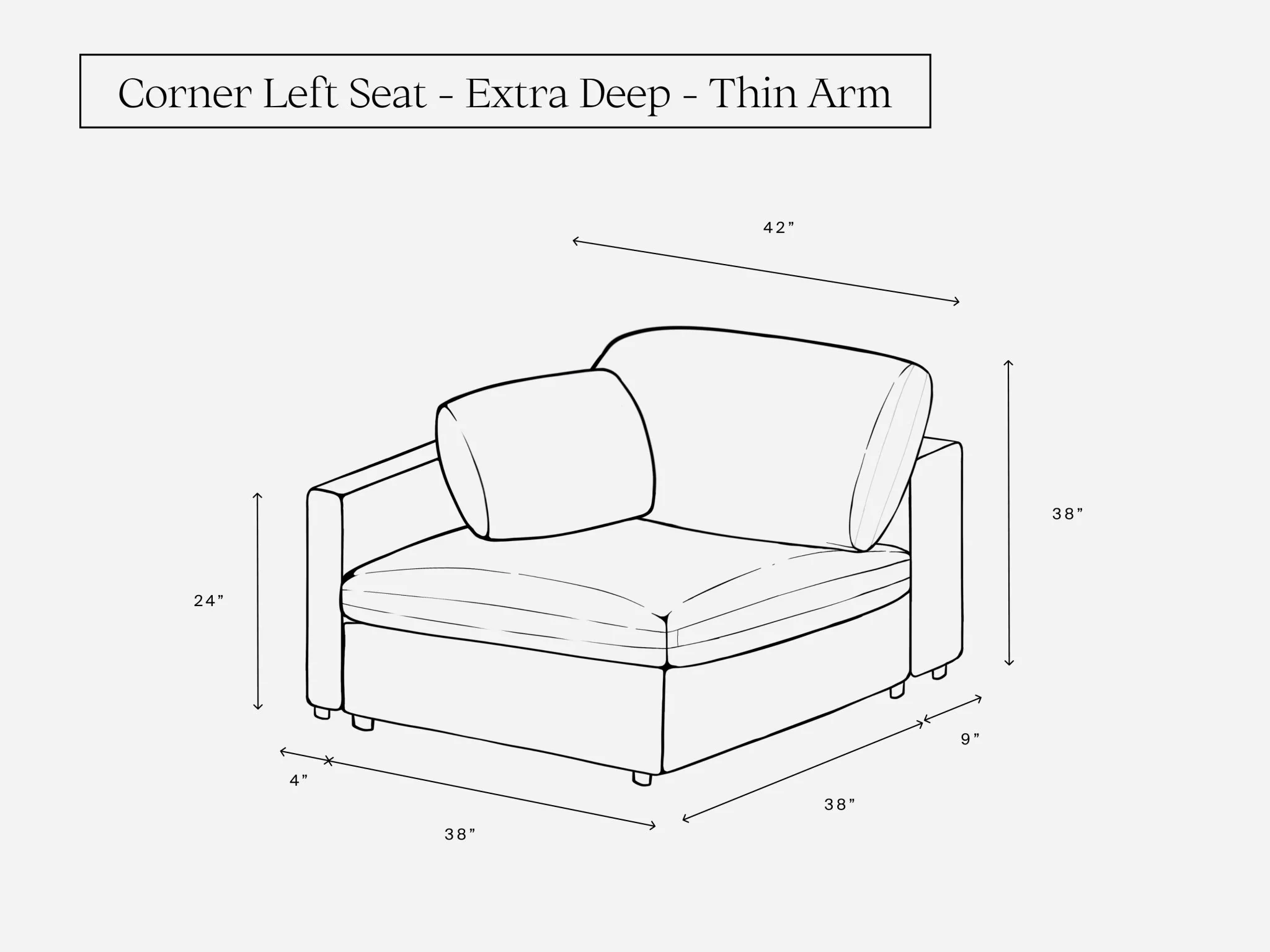 Corner Left Seat (Thin Arm) - Image 3