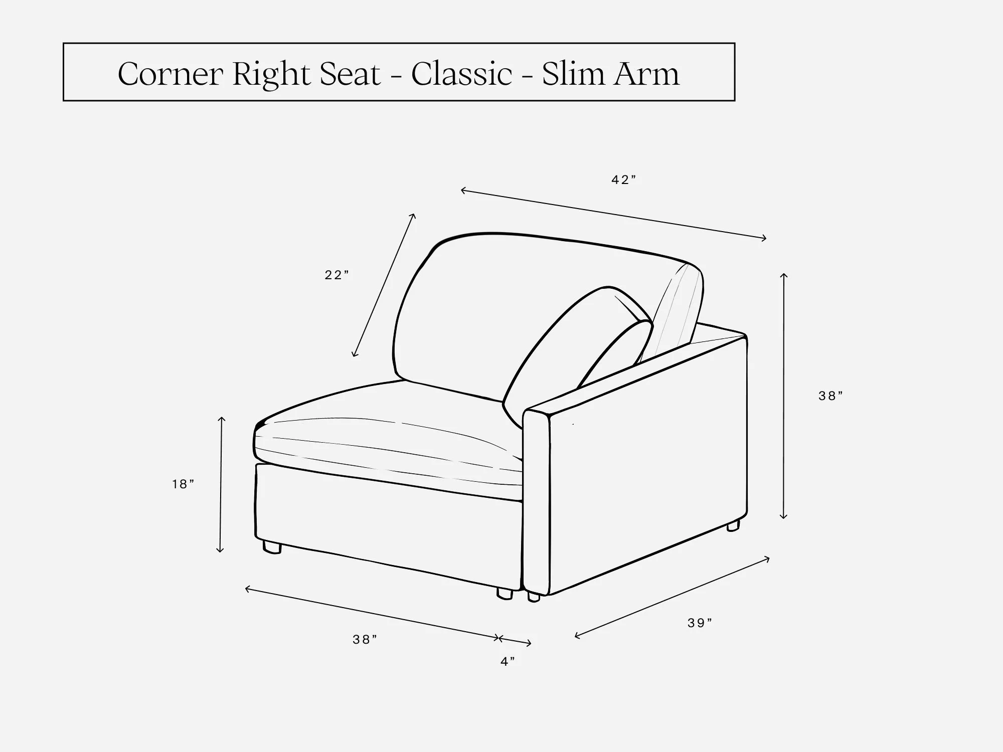 Corner Right Seat Storage Add-On (Thin Arm)