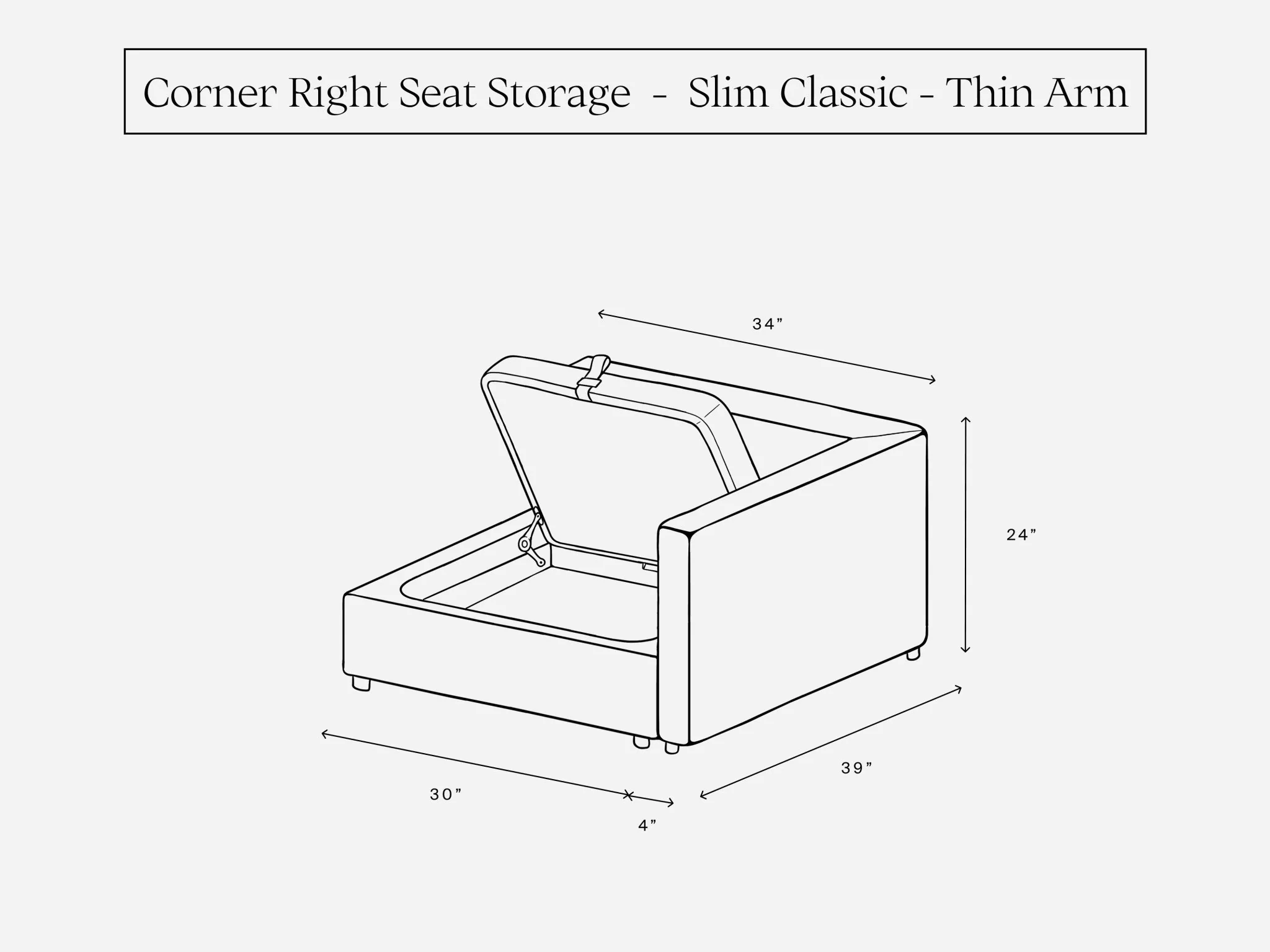 Corner Right Seat (Storage & Thin Arm) - Image 2