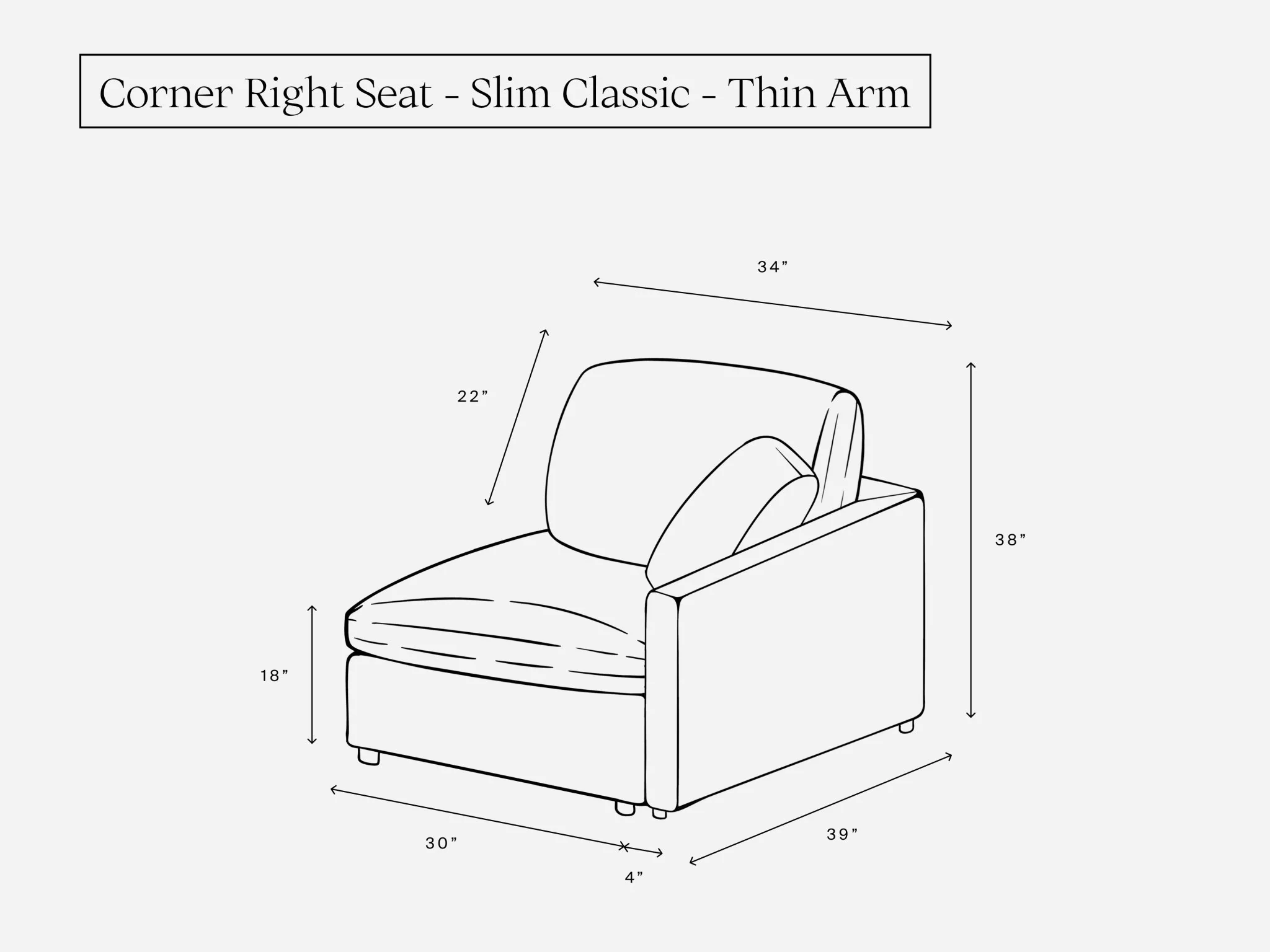 Corner Right Seat (Thin Arm) - Image 2