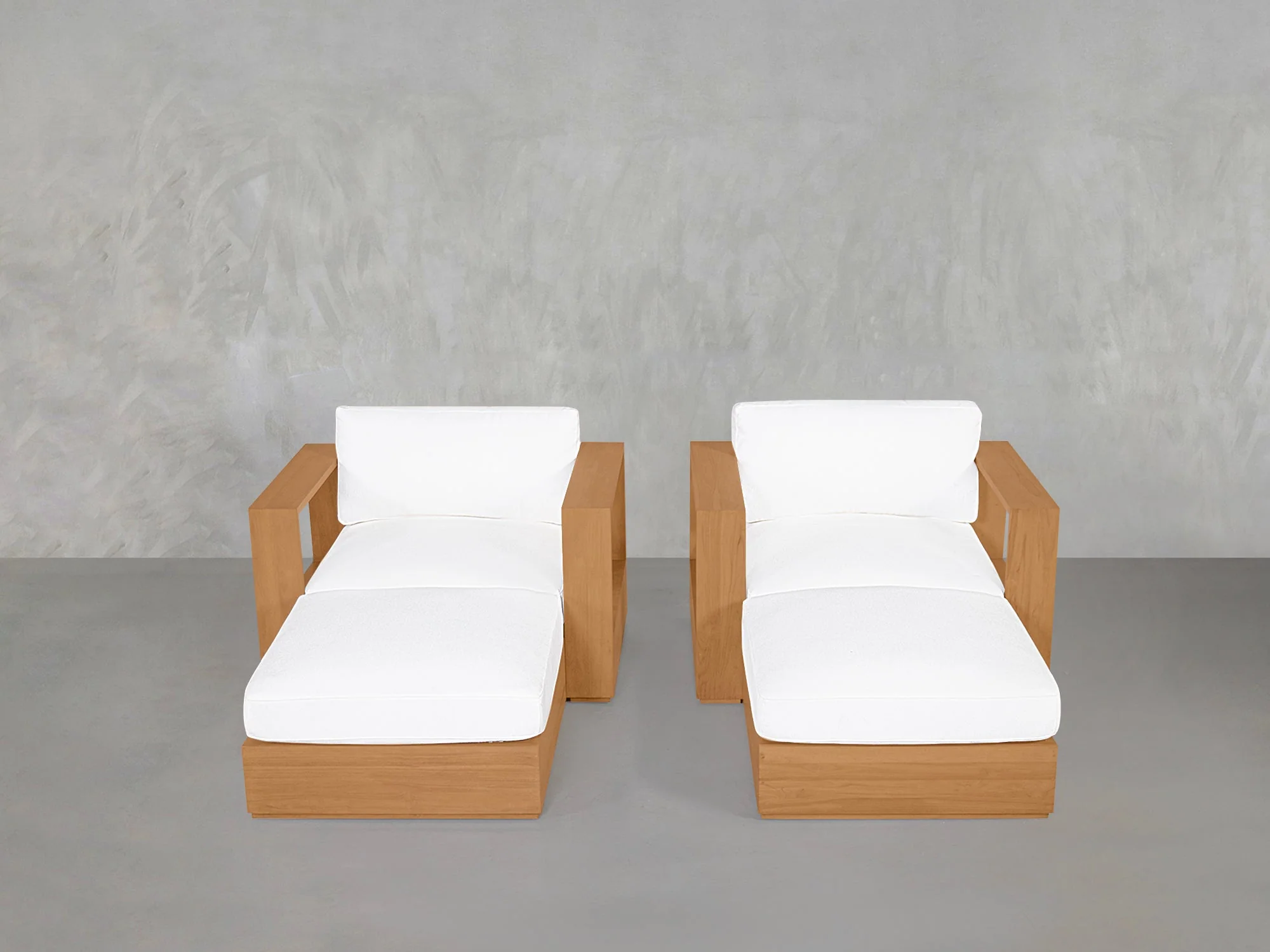 Double Armchairs with Ottomans Teak Outdoor - Image 2